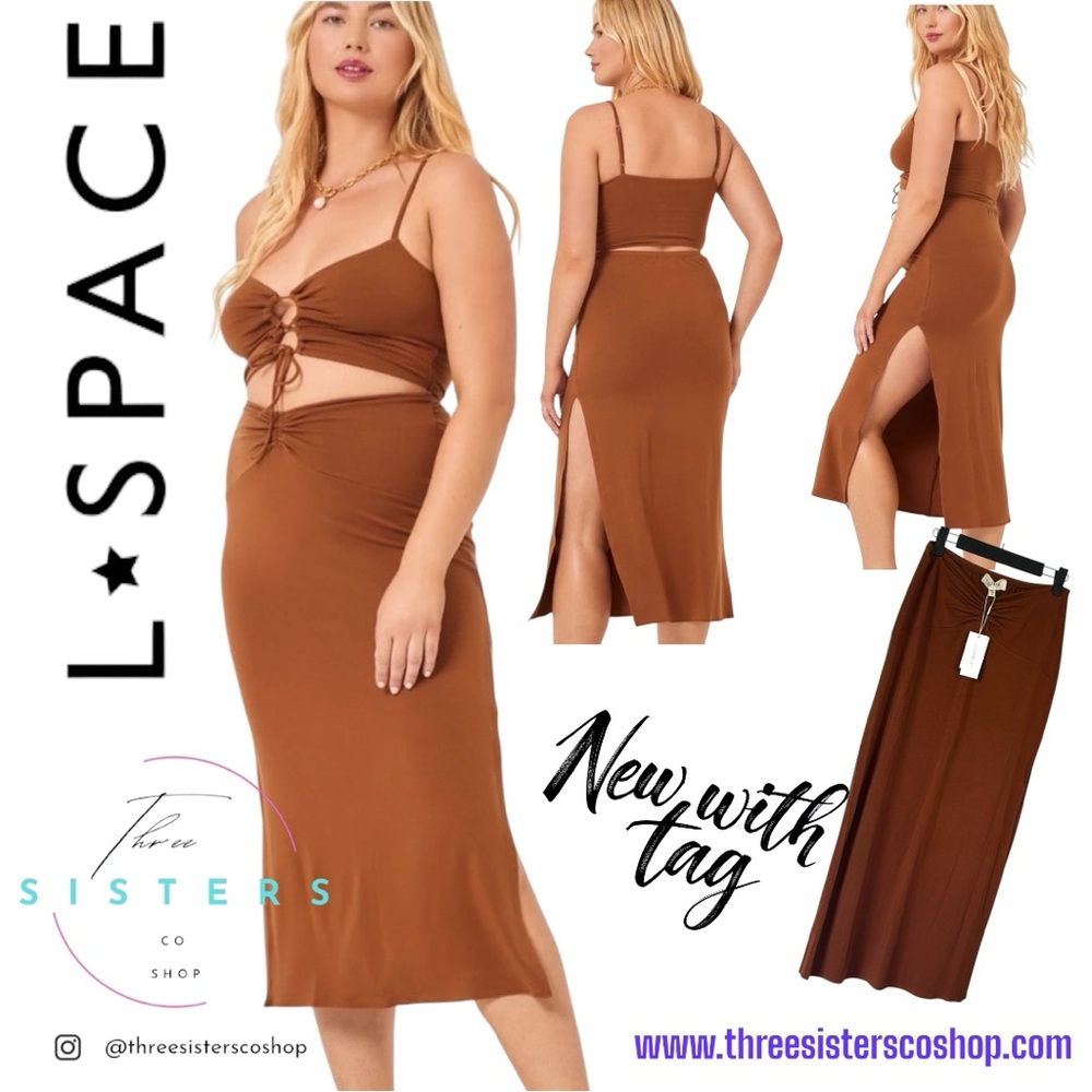L*Space It's A Date Skirt Large Coffee/brown Color NWT Revolve Maxi Skirt